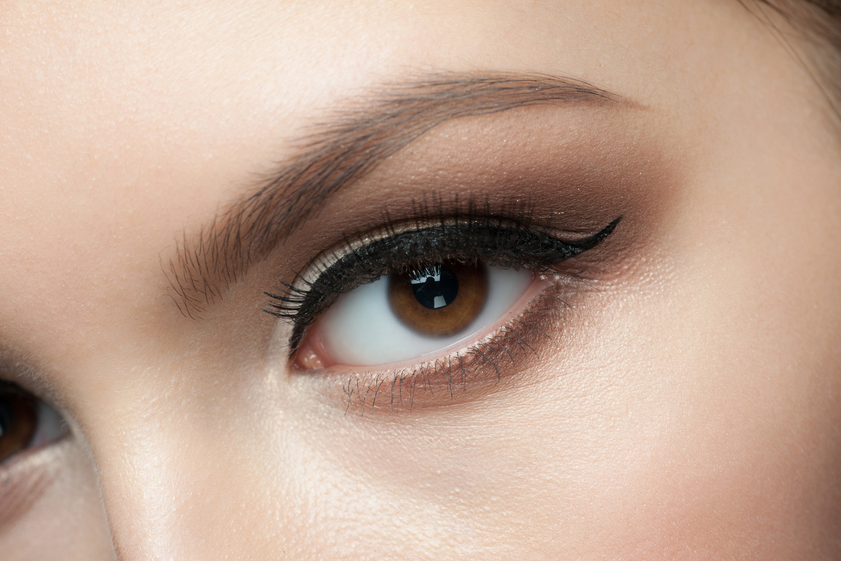 Closeup of beautiful woman eye with makeup