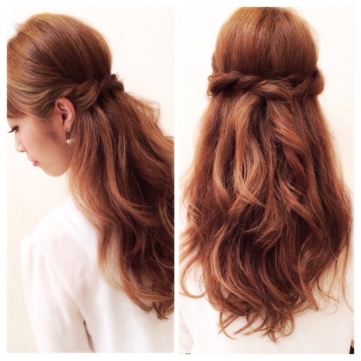 結婚式お呼ばれの髪型(ヘアスタイル)ロングヘアの簡単ハーフアップ集